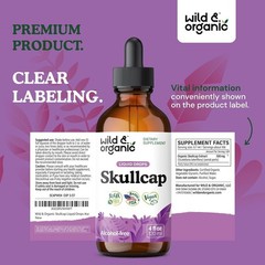 Wild & Organic Skullcap Herb Tincture Liquid Extract Mood Support Vegan 4 fl oz