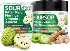 Soursop Graviola 25-in-1 Capsules Moringa Sea Moss Vitamin C 60 Ct