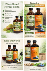 Moringa and Black Seed Bitters (Pack of 2) 100% Natural Organic 16 oz bottle