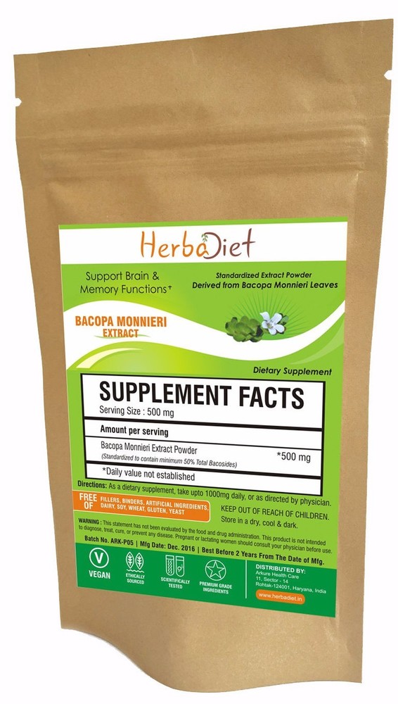 Bacopa Monnieri 50:1 Standardized Extract Powder 50% Bacosides For Memory Boost