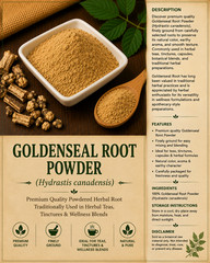 Goldenseal Root Powder (Hydrastis canadensis) Premium Herbal Root Powder