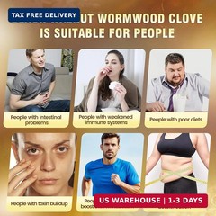 Wormwood Black Walnut Clove Parasite Cleanse for Humans Capsules – Natural Gut D