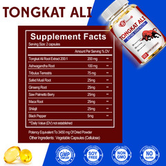 TONG KAT ALI 200:1 3450MG 120 veggie Capsules Root Extract Testosterone Booster