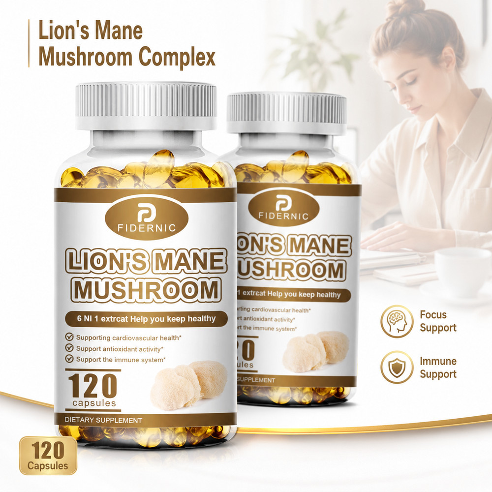 2 Bottles Lion’s Mane Mushroom Complex 120 Capsules Daily Focus Immune Support