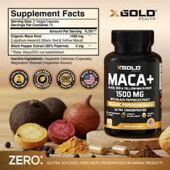 Organic Maca Root 1500mg Capsules – Energy, Libido & Hormone Balance, Vegan, 150