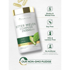 Bitter Melon Capsules | 2500mg | 200 Count | Non-GMO & Gluten Free | by Carlyle