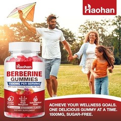 Haohan Berberine Gummies, 1500mg High Potency Berberine HCl, Ceylon Cinnamon,