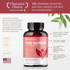 Saffron Supplements – 100% Pure Extract Capsules 60 Count (Pack of 1)