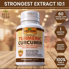 Premium Turmeric Curcumin Extract Pills 1000mg w/ Black Pepper Bioperine 60 Caps