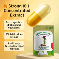 Rhodiola Rosea Capsule 5000mg-(9% Salidrosides=41mg)-Help Energy & Mental Health