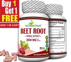 Beet Root Powder 2000mg Capsules Nitric Oxide Booster Superfood Energy Beetroot