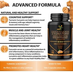 TURMERIC 95% CURCUMIN 10,000mg EXTRACT TUMERIC BLACK PEPPER ANTIOXIDANT 90 CAPS