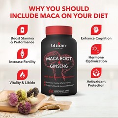 Maca + Ginseng Highest Potency Available 14,400mg Supports Desire Stamina – 60CT