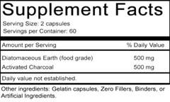120 Diatomaceous Earth & Activated Charcoal Capsules – 1000 mg