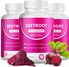 3PCS Rosabella Organic Beet Root 60 Capsules Natural Energy Boost Blood Pressure