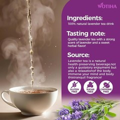 WOTIHA 60 Count Premium Lavender Flower Tea Bags – 100% Natural Herbal Tea, Targ