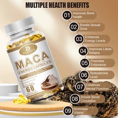 FIDERNIC Maca Root 60 Capsules Peruvian Maca Extract Men Women Supplement