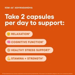 KSM66 Ashwagandha 1000mg Capsules Organic Stress & Mood Support, 60 Count