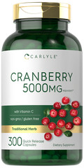 Cranberry Pills 5000mg | 300 Capsules | with Vitamin C | Non-GMO | by Carlyle