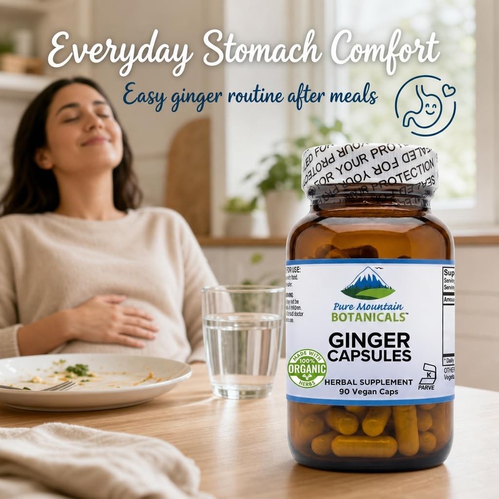 Best Ginger Capsules for Digestion? Pure Mountain Botanicals with Organic Ginger