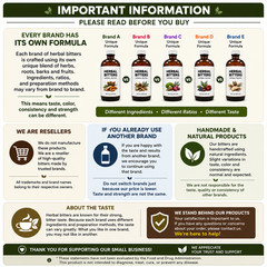 Natural Herbal Bitters Plant-Based Liquid Supplement Multiple Blends