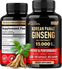 Panax Ginseng 15,000 Mg – Red Korean Ginseng Supplement for Men – Extra Strength