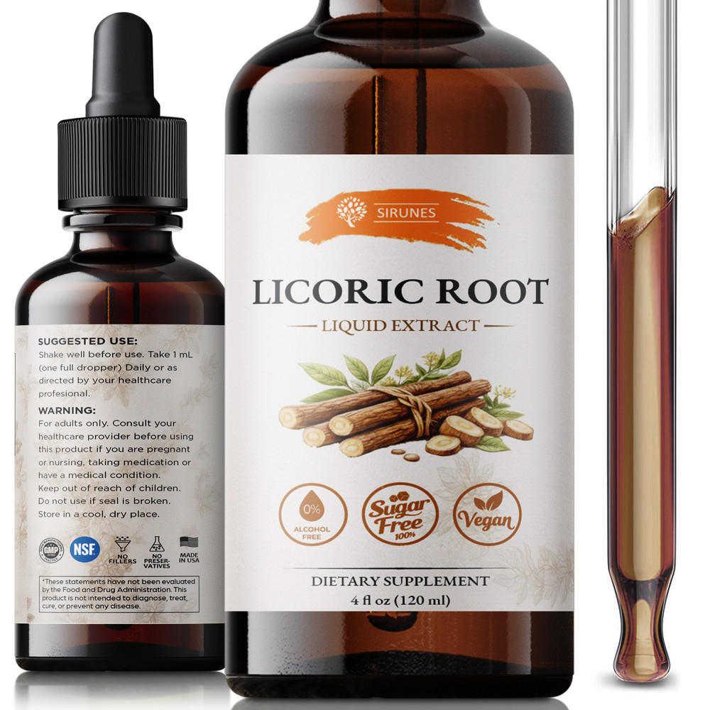 Licorice Root Liquid Extract Drops 4oz Organic Glycyrrhiza Glabra Herbal Tinctur