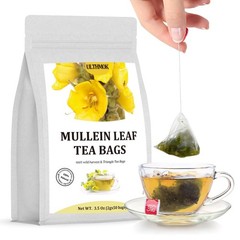 Premium 50 Mullein Leaf Tea Bags. Made with 100% Pure 50 Count (Pack of 1)