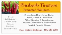 Rhubarb Tincture- Clears Infections, Soothes Bowels, Expels Parasites from body.