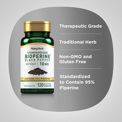 BioPerine Black Pepper Extract 10mg | 120 Capsules | Non-GMO | by Piping Rock
