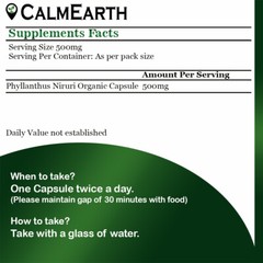CalmEarth Chanca Piedra Organic Herbal Capsule 100% Pure Phyllanthus niruri