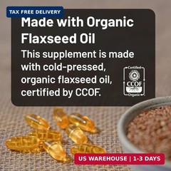 NatureWise Flaxseed Oil 1200 mg, Fish Free Omega 3 6 9 with 720mg ALA, Dietary S