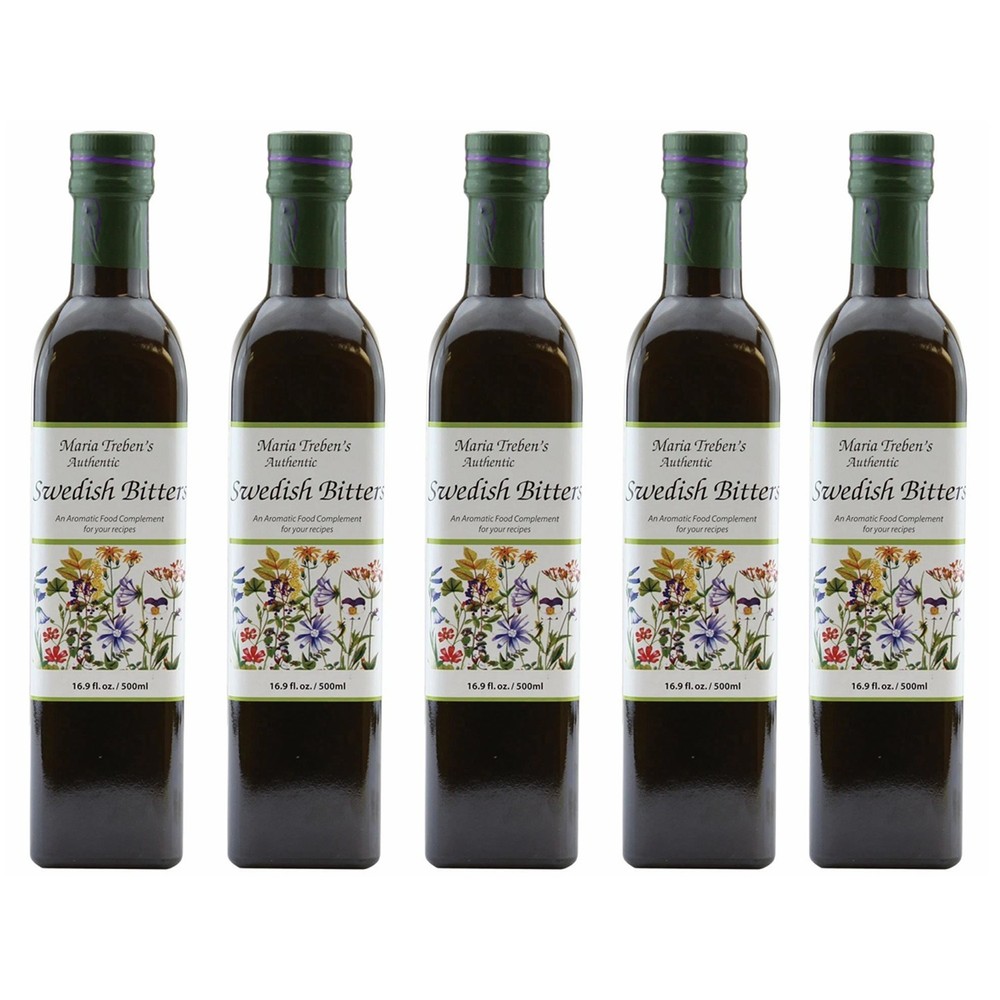 Maria Treben Original Swedish Bitters Herbal Supplement 16.9oz 500ml 5 bottles