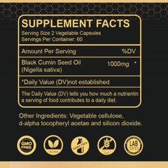 1000mg Black Seed Oil,Premium Cold Pressed,Non-GMO,Vegan,Premium Black Seed 120p