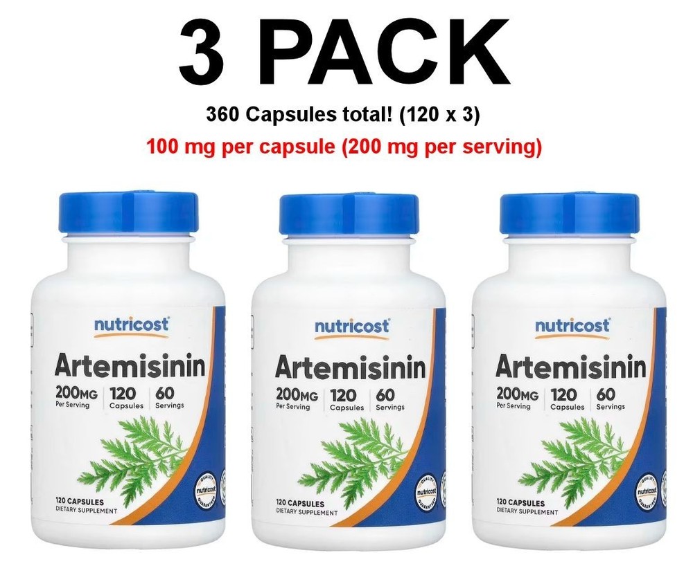 Nutricost, Artemisinin, 3 PACK, 120 Capsules (360 total!), 100 mg per capsule