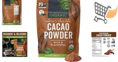 Organic Cacao Powder 1lb Unsweetened Dark Chocolate Flavor for Baking Smoothies