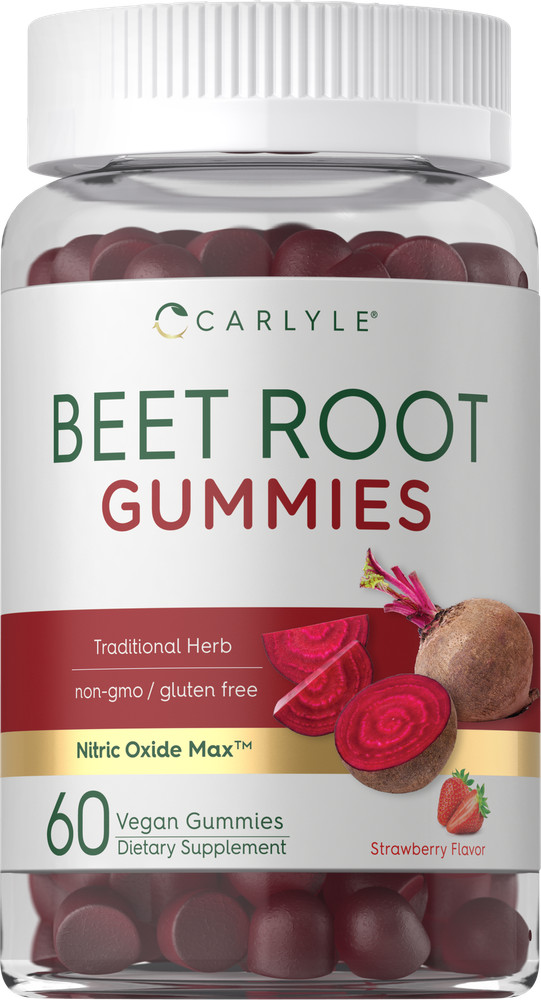 Beet Root Gummies | 60 Count | Vegan Strawberry Flavored | Non-GMO | by Carlyle