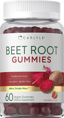 Beet Root Gummies | 60 Count | Vegan Strawberry Flavored | Non-GMO | by Carlyle