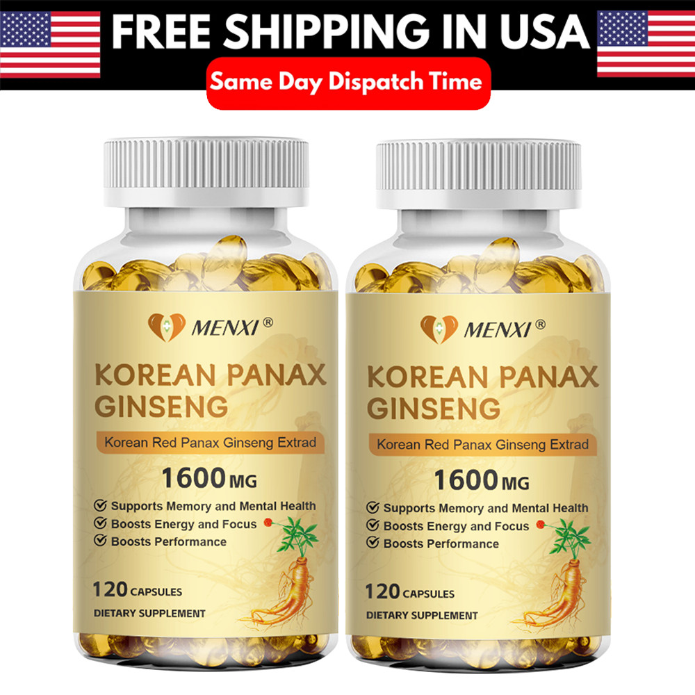 Korean Red Panax Ginseng 1600mg – 240 Capsules – Extra Strength Highest Potency