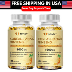 Korean Red Panax Ginseng 1600mg – 240 Capsules – Extra Strength Highest Potency