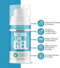 ANDROGENESIS Natural Low-T Support Gel – T Booster for Men – 1 Month Supply
