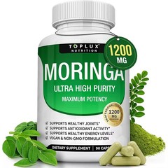 TOPLUX Moringa Powder Capsules 1200mg | Pure Moringa Oleifera Leaf Powder 90Cts