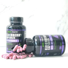 ECO-TASTE Elderberry Capsules with Zinc & Vitamin C – 120 Count (Pack of 1)