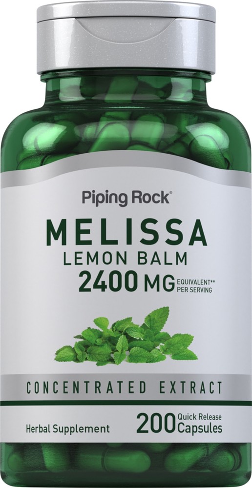 Lemon Balm Capsules 2400mg | 200 Count | Extract | Non-GMO | by Piping Rock