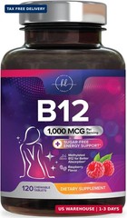 Vitamin B12 1000 mcg per Serving Chewables – B12 Complex with Heart & Nerve Ener