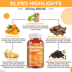3Packs Organic Ashwagandha 5000mg Gummies High Quality Dietary Supplement,