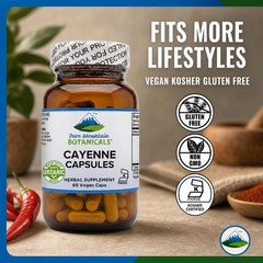 Pure Mountain Cayenne Pepper Capsules Organic Cayenne Supplement with Capsaicin