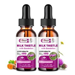 2 Bottles Milk Thistle Liquid Drop,Dandelion Root,Liver Cleanse Immune Support
