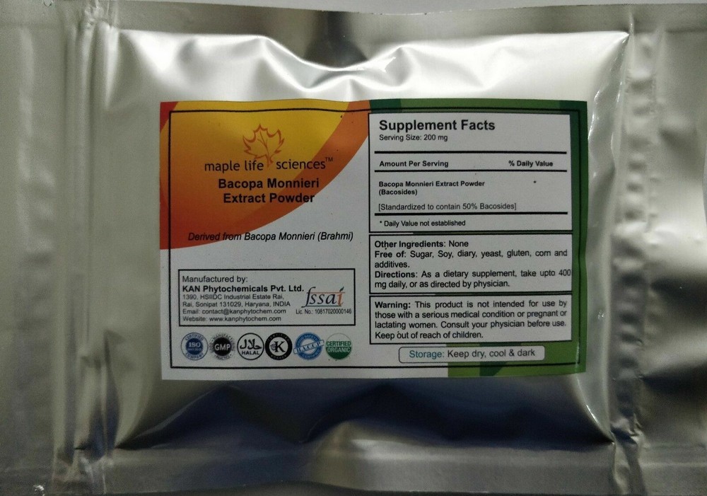 Bacopa Monnieri Extract Powder Standardized to 50% Bacosides – Improve Memory