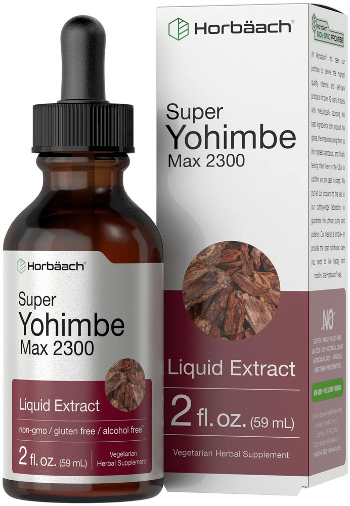 Horbaach Alcohol Free Yohimbe Bark Extract 2300mg Liquid Supplement 2 Oz